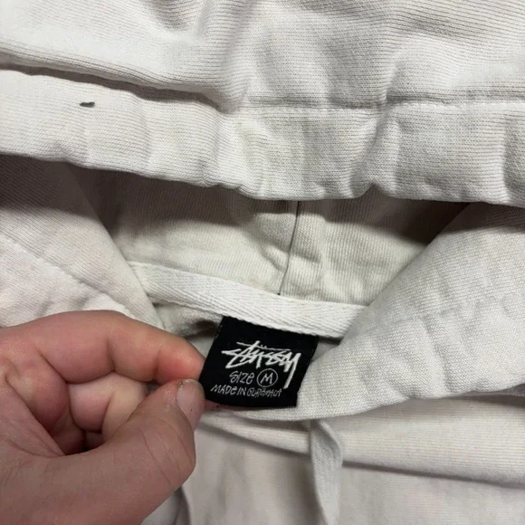 Stussy Dice Logo Pigment Dyed Hoodie White Medium Heavy Cotton Skate - Picture 5 of 9
